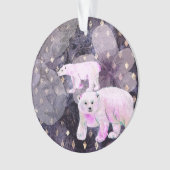 Paarse polaire Beren - Arctic Animals Retro Patter Ornament (voorkant)