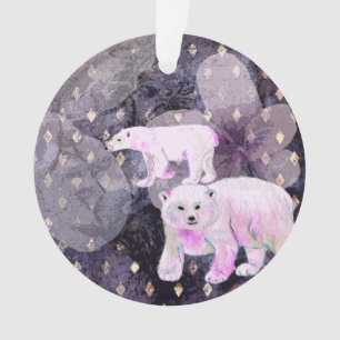 Paarse polaire Beren - Arctic Animals Retro Patter Ornament