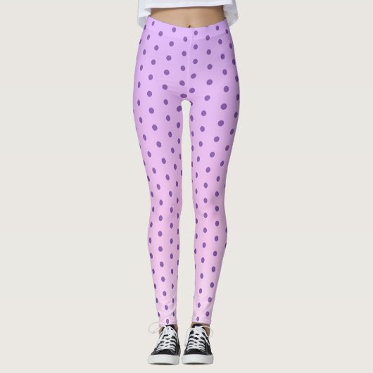 Paarse polaire dot op meisje roze en Lila Leggings (Voorkant)
