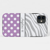 Paarse polaire stip Zebra Print iPhone 5 Hoesje (Achterkant (horizontaal))