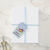 Paarse Polka Dot Bird Cadeaulabel (Met Touw)