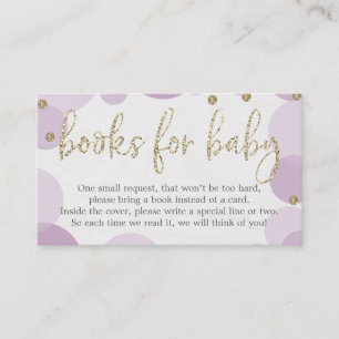 Paarse Polka Dot Book Request Baby shower nodigt u Informatiekaartje