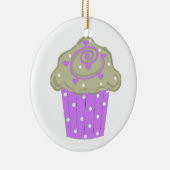 Paarse Polka Dot Cupcake Keramisch Ornament (Rechts)