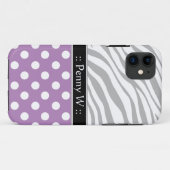 Paarse Polka Dot Faded Zebra Print iPhone 5 Hoesje (Achterkant (horizontaal))