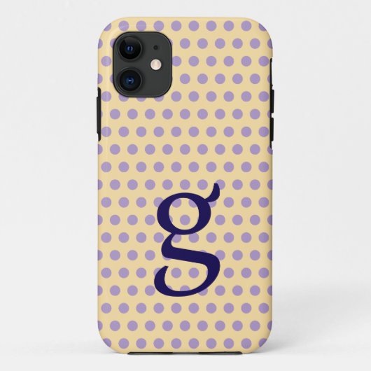 Paarse Polka Dot Monogram iPhone Case (Achterkant)