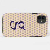 Paarse Polka Dot Monogram iPhone Case (Achterkant (horizontaal))