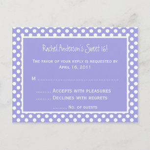 Paarse Polka Dot RSVP-Briefkaart Uitnodiging Briefkaart