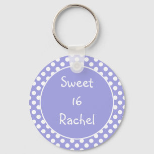 Paarse Polka Dot Sweet 16 Sleutelhanger