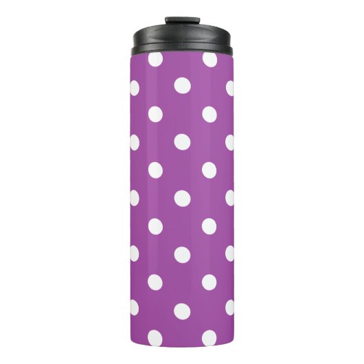 Paarse Polka Dot Thermosbeker (Voorkant)