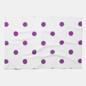 Paarse Polka Dots op witte achtergrond Theedoek (Horizontaal)