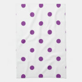 Paarse Polka Dots op witte achtergrond Theedoek (Verticaal)