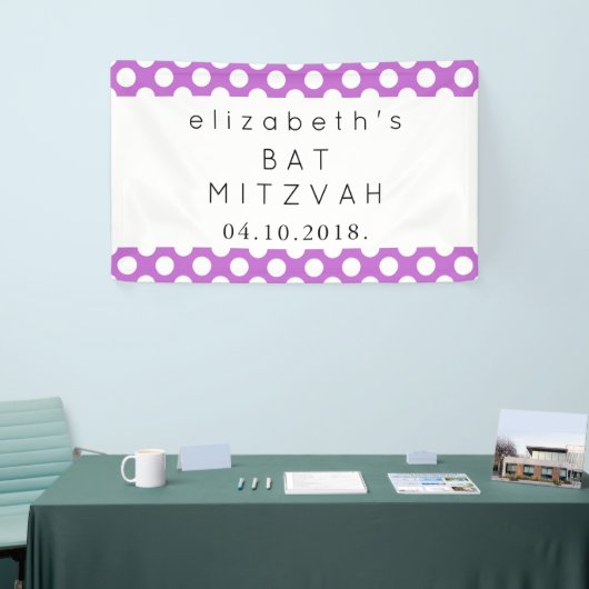Paarse Polka Dots, Polka Dot Pattern, Bat Mitzvah Spandoek (Beurs)