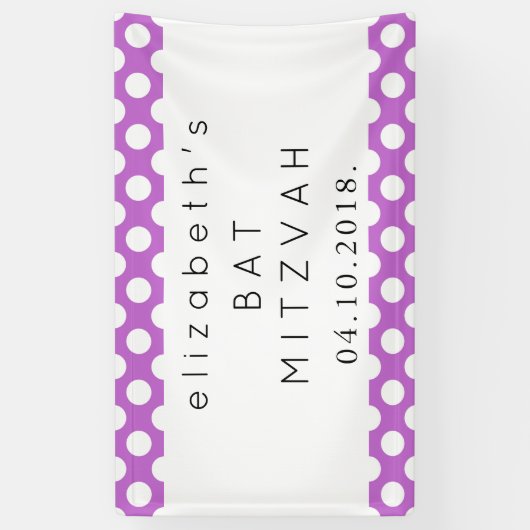 Paarse Polka Dots, Polka Dot Pattern, Bat Mitzvah Spandoek (Verticaal)