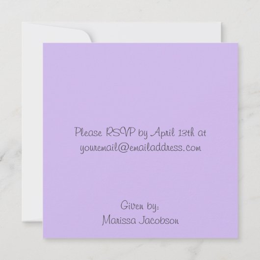 Paarse Polka Dotty Baby shower Uitnodiging (Achterkant)