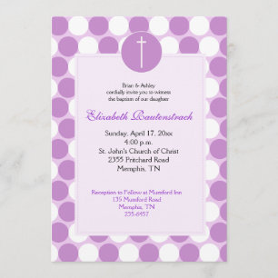 Paarse Polkadot Baptism/Christening Uitnodiging