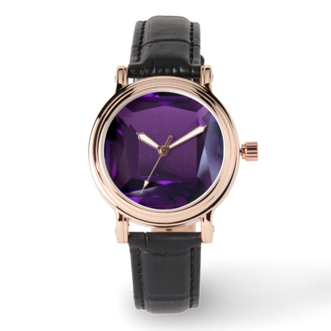 Paarse polt Amethyst Watch Horloge (Voorkant)