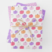 Paarse pompoen en spook Halloween Inpakpapier Vel (In situ)