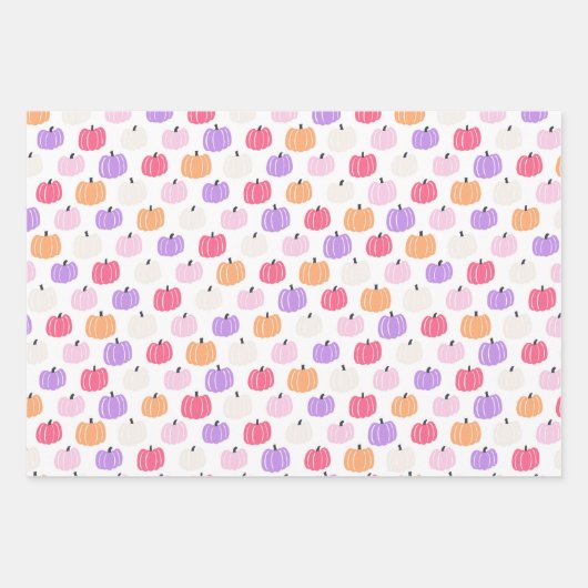 Paarse pompoen en spook Halloween Inpakpapier Vel (Voorkant)