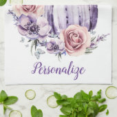 Paarse pompoen schattige herfsten herfst bloemen theedoek (Gevouwen)