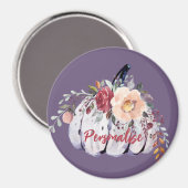 Paarse pompoengrijze waterverf in het najaar magneet (Voorkant / Achterkant)