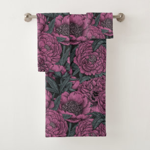 Paarse pony-bloemen bad handdoek