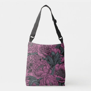 Paarse pony-bloemen crossbody tas