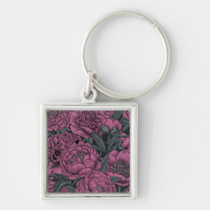 Paarse pony-bloemen sleutelhanger