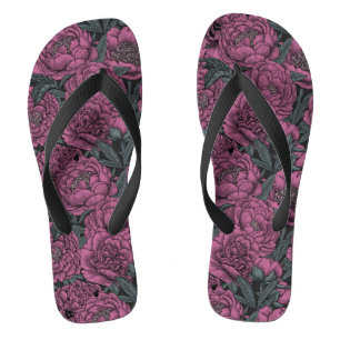 Paarse pony-bloemen teenslippers