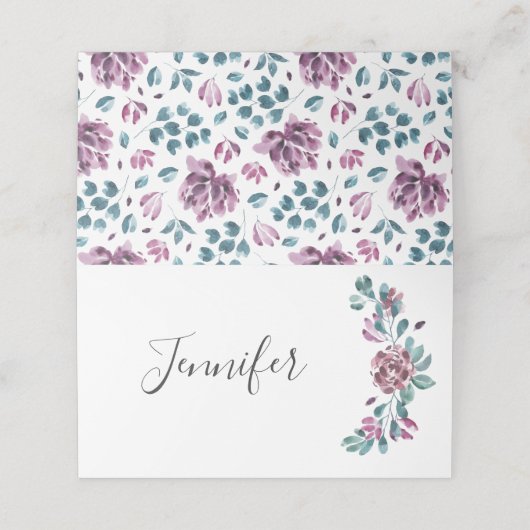 Paarse pony waterverf bruiloft aangepaste plaatska (Buitenkant ongevouwen)