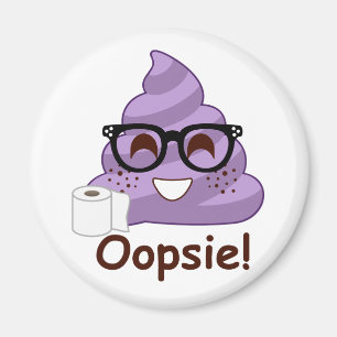 Paarse Poop Emoji Oops Magneet