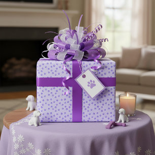 Paarse pootafdrukken cadeaupapier