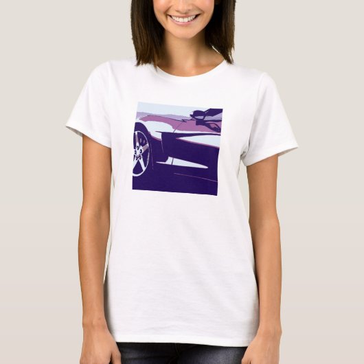 Paarse Pop Art Corvette T-shirt (Voorkant)