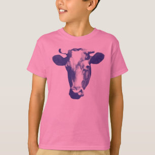 Paarse Pop Art Cow Graphic T-shirt