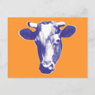 Paarse Pop Art Koe Grafisch Briefkaart