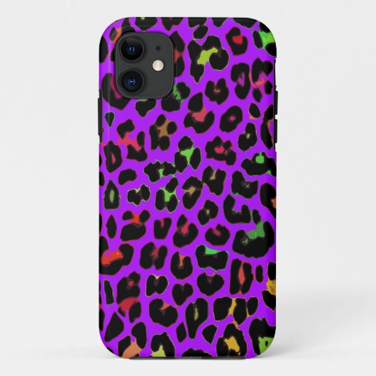 Paarse pop Leopard Print Case-Mate iPhone Case (Achterkant)
