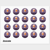 Paarse Popcorn Ronde Sticker (Vel)