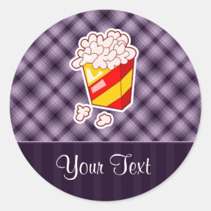 Paarse Popcorn Ronde Sticker
