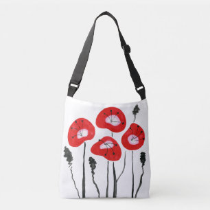 Paarse Poppies Crossbody Bag Tas