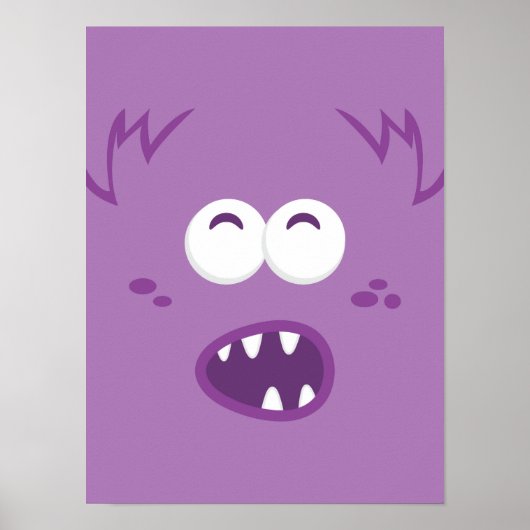 Paarse Poster van Monster Face (Voorkant)