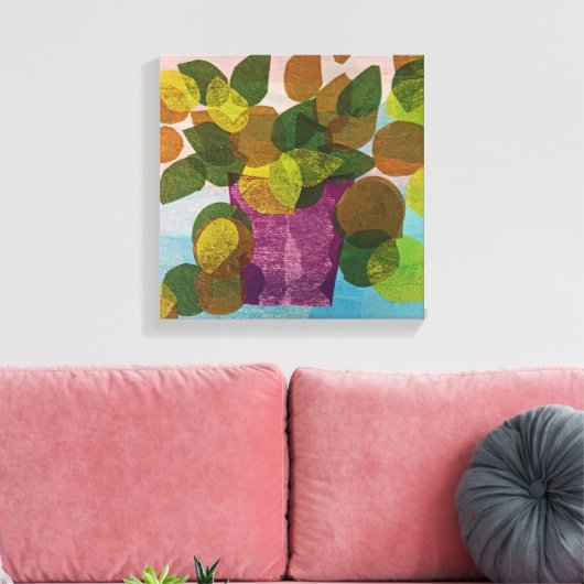 Paarse pot uitgerekt canvas (Insitu (Woonkamer))