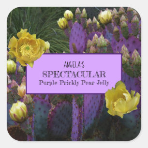 Paarse Prickly Pear Cactus Jelly Jar Labels