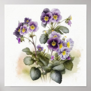 Paarse Primrose Flower Art Print Poster