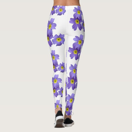 Paarse Primula-bloem Aangepaste Leggings (Achterkant)