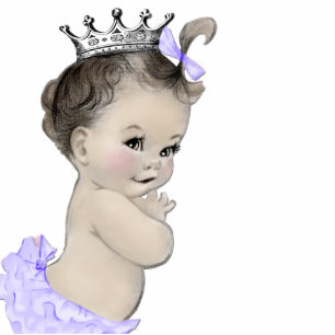  Paarse Princess Baby Meisje Douche Staand Fotobeeldje