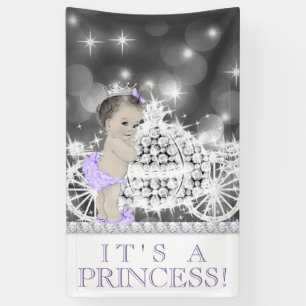 Paarse Princess Baby shower Spandoek