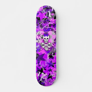 Paarse Princess Heart Skull Skateboard