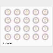 Paarse Prinses Baby Dank u Verjaardagsgunsten Ronde Sticker (Vel)