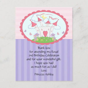 Paarse prinses Castle bedankt je platte kaart