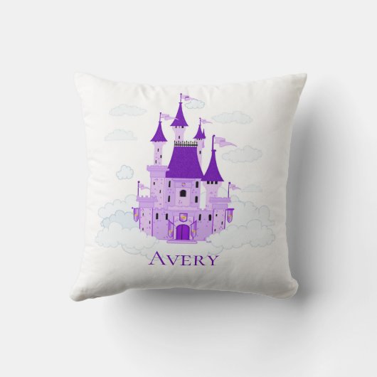 Paarse prinses Castle Personalized Girly Kussen (Achterkant)