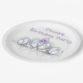 Paarse prinses Diamond Crown Birthday Party Papieren Bordje (Gekanteld)